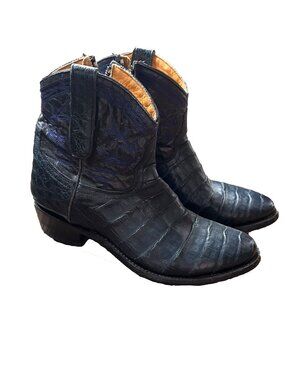 Old Gringo Dark Blue Leather & Snakeskin Anke Boots